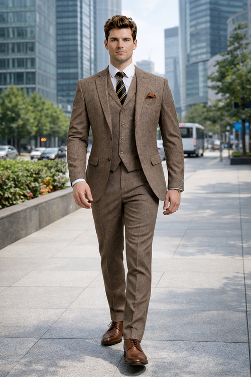 1930s Fashion Tweed ~ Herringbone Pattern  - Mens 1930 Suit -  1930s Tuxedo