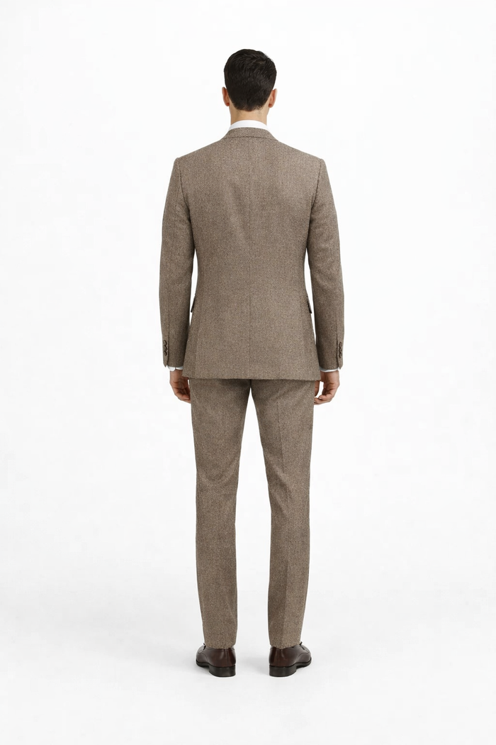 1930s Fashion Tweed ~ Herringbone Pattern  - Mens 1930 Suit -  1930s Tuxedo - Flap Pocket - Brown Suit
