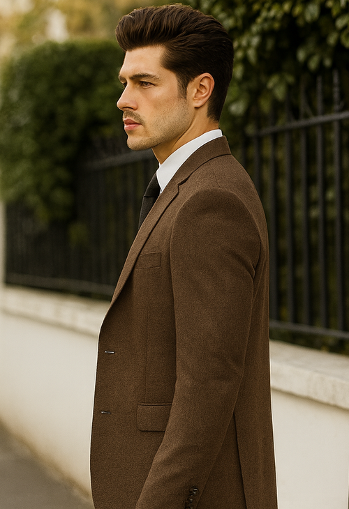 1930s Fashion Tweed ~ Herringbone Pattern  - Modern Fit Suit -  1930s Tuxedo - Brown Suit