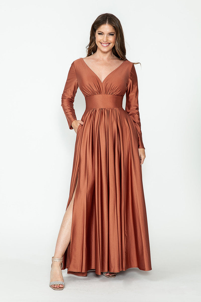 Mother Of The Bride Dress Stretchy Long Sleeve Formal Gown