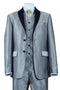 "Sharkskin Slim Fit Tuxedo Suit - Mens 2 Button Vested in Silver Grey"