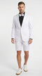 Men’s White Tuxedo Suit with Shorts – Modern Formal Blazer and Short Pants Set for Wedding, Prom Summer Fabric