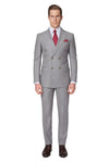 Mens Light Grey Double-Breasted Suit – Classic Slim Fit Business and Wedding Formal Attire