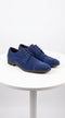 Men’s Navy Blue Suede Cap Toe Dress Shoes – Classic Lace Up Formal Wedding and Prom Shoes Velvet Fabric