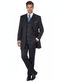 Alberto Nardoni men's three-button suit: fitted jacket w/ notched lapel, structured shoulders, pinstripes. Matching vest, tailored trousers. Classic silhouette, wool blend, worn with dress shirt and tie. Modern design.

