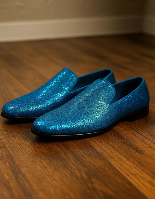 Men's Turquoise Blue Sequin Glitter Loafers Sparkling Slip-On Party Dress Shoes for Prom, Weddings, and Nightlife | Alberto Nardoni Men's Turquoise Blue Sequin Glitter Loafers Sparkling Slip-On Party Dress Shoes for Prom, Weddings, and Nightlife | Alberto Nardoni