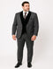 Men's Charcoal Gray 3-Piece Suit with Black Velvet Lapel â€“ Formal Business and Wedding Attire - Gray Tuxedo