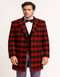 Menâ€™s Red and Black Plaid Wool Overcoat â€“ Tartan Texture Fabric Christmas Carcoat