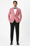 Mens Pink Velvet Tuxedo Dinner Jacket with Shawl Lapel – Slim Fit Blazer for Weddings, Prom in Rose Gold Color