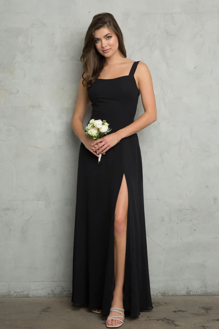 Eva USA 3485 Bridesmaids Long Slit Formal Dress