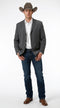 Mens Charcoal Grey Three Buttons Western Blazer – Classic Fit Cowboy Style Three Button Formal Dress Jacket