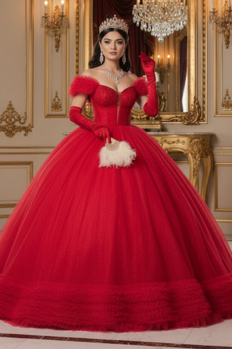 Masquerade Ball Gown Ruffle Short Sleeves Gala Dress By Layla K LK266