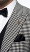 Men’s Black and White Houndstooth Gatsby Inspired Suit – Vintage Style Formal Suit for Wedding, Prom and Classic Events Blazer + Black vest + Black Pants