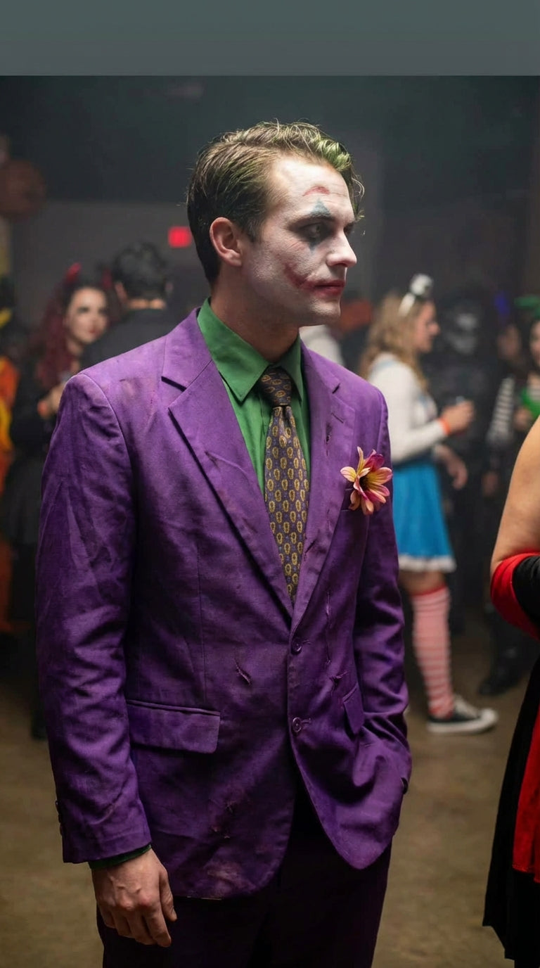 Men’s Purple Joker Blazer Dark Knight Inspired Jacket – Classic Villain Style Party Blazer, Halloween Costume Suit Jacket, Stylish Themed Wear