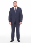 Mix And Match Suits Men's 2 Button Portly Fit Blue Plaid Pattern With Overcheck Suit Executive Fit Suit - Mens Portly Suit