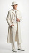 Men’s Ivory Cream Off White  Full Length Zoot Suit – Vintage Gangster Style Long Coat Formal Suit