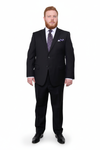 Mix And Match Suits Men's Two Button Portly Fit Black Tonal Suit Executive Fit Suit - Mens Portly Suit