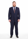 Mix And Match Suits Men's Super 130'S Textured Portly Fit Dark Navy Blue Suit For Men 2 Button Suit Executive Fit Suit - Mens Portly Suit