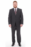 Mix And Match Suits Men's Two Button Fully Lined Portly Fit Gray Plaid With Blue Overcheck Suit Executive Fit Suit - Mens Portly Suit