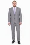 Mix And Match Suits Men's Portly Fit Two Button Fully Lined Solid Gray Super 140'S Suit Executive Fit Suit - Mens Portly Suit