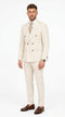 Men’s Cream Off White Pinstripe Linen Pinstripe 2 Piece Double Breasted Suit, Summer Wedding Ivory Color By Vitali