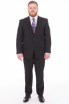 Mix And Match Suits Men's Black Portly Fit Tonal Pinstriped Pattern Two Button Super 130'S Suit Executive Fit Suit - Mens Portly Suit