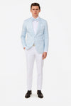 Mens Light Blue Paisley Tuxedo Jacket with Matching Bow Tie – Slim Fit Blazer for Weddings, Prom, and Formal Events