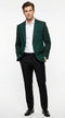 Zacchi Brand Men’s Dark Green Textured Blazer – Classic Single Button Sport Coat with Notch Lapel Formal Jacket