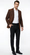 Men’s Zacchi Brown Textured Blazer – Classic Single Button Sport Coat with Notch Lapel Formal Jacket
