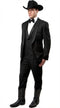 Black Western Tuxedo for Men | Classic Three Piece Formal Wedding Peak Lapel with Trim Collar Cowboy Suit