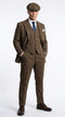Men’s Thomas Shelby Inspired Brown Herringbone Tweed 3 Piece Suit – Peaky Blinders 1920s Vintage Suit