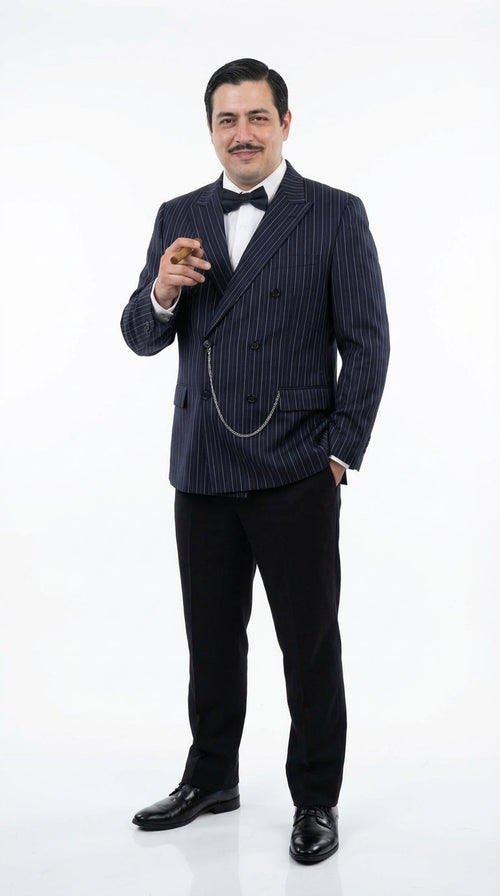 Men’s Black Pinstripe Blazer Gomez Addams Inspired Jacket – Vintage Double Breasted Formal Blazer, Classic Party Costume Wear, Elegant Evening