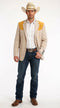 Men’s Beige and Gold Western Cowboy Blazer – Classic Western Style Jacket, Vintage Country Dress in Bone Color