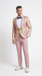 Men’s Rose Gold Pink Prom Tuxedo Suit – Slim Fit Paisley Pattern Formal Tuxedo Suit for Prom, Wedding and Special Events