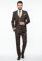 Men’s Brown Plaid Windowpane Three-Piece Suit Set – Classic Slim Fit Jacket, Double-Breasted Vest and Modern Fit Pants  By Rossiman