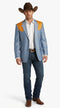 Men’s Sky Blue and Gold Western Cowboy Blazer – Classic Country Style Jacket, Vintage  in Steel blue Color