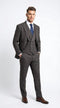 Vitali Men’s Brown Grey with blue Check 3 Piece Suit – Classic Plaid Formal Suit Set with Blazer, Vest & Trousers, Business Wedding Party Wear for Men Modern Fit