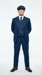 Men’s Blue 3 Piece Suit, Thomas Shelby Inspired Vintage Formal Suit Herringbone Tweed 1920s fabric