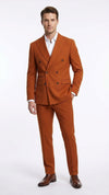 Vitali Brand Men’s Burnt Orange Double Breasted Suit – in Rust Brick Copper Color