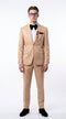 Men’s Champagne Gold Paisley Prom Tuxedo, Formal Dinner Suit for Prom, Weddings, Parties in Tan Color