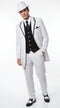 Men’s White Pinstripe 1920s Gangster 3 Piece Suit, Black Contrast Formal Costume Suit for Parties, Prom, Weddings, and Theme Events