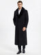 Menâ€™s Black Long Overcoat with Faux Fur Collar, Full Length Winter Topcoat for Formal and Business Wear