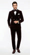Men’s Dark Brown Velvet Blazer and Pants 2 Piece Suit, Double Breasted Formal Dinner Suit for Weddings, Prom