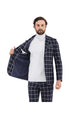 Mens Vested Gangster Plaid Pattern 1920's Plaid Suit in Navy