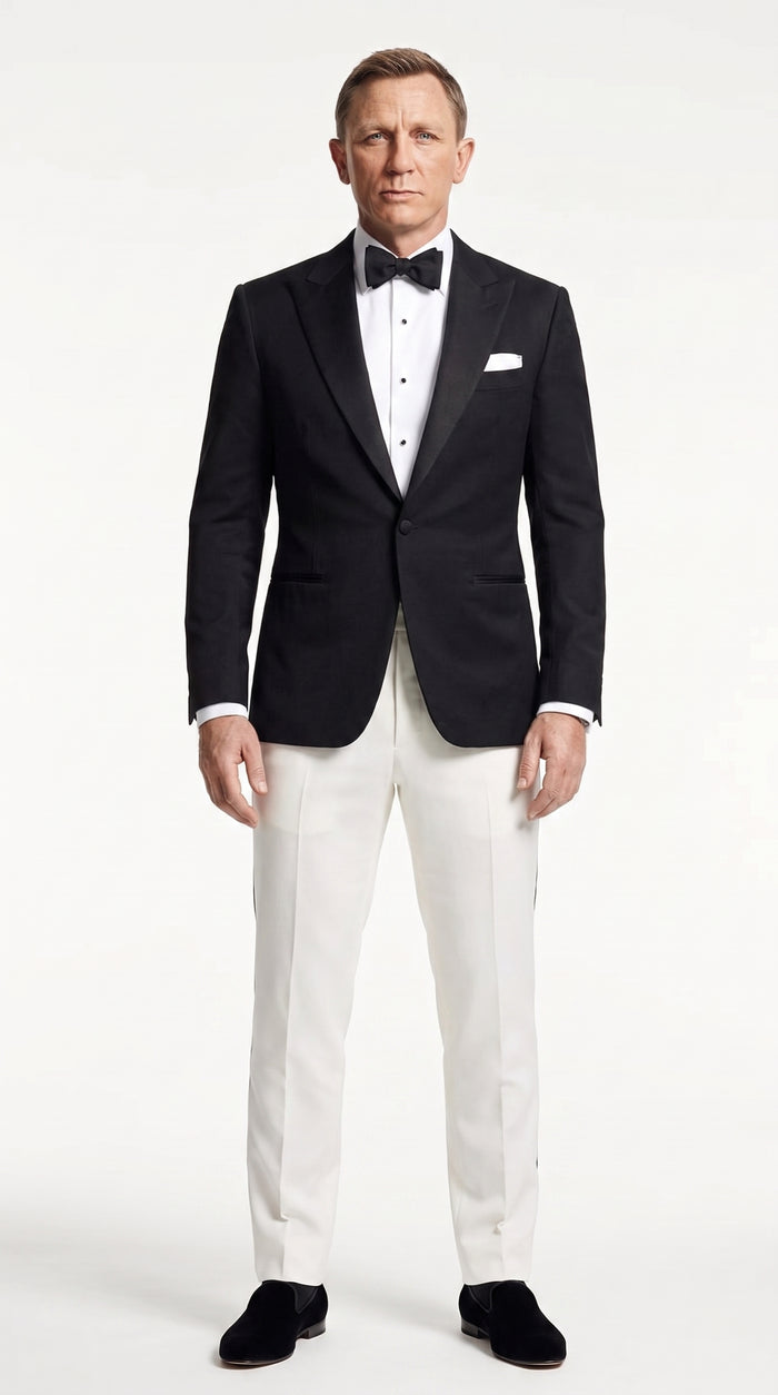 Men’s James Bond Style Black Dinner Jacket Blazer – Classic Formal Tuxedo Evening Wear