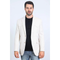 Mens Double Buttons Faux Suede Blazer - Off White