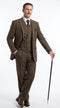 Men’s Edwardian Brown Plaid 3-Piece Suit – Vintage Double-Breasted Vest Wedding and Formal Suit