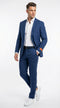 Mens Enzo Tovare Denim Blue Linen Summer Suit – Breathable Two Piece Suit for Wedding, Business, Travel