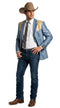 Men’s Steel - Light Blue and Bone Color Western Cowboy Blazer – Shiny Country Style Dress Jacket for Rodeo Saco De Hombre Vaquero