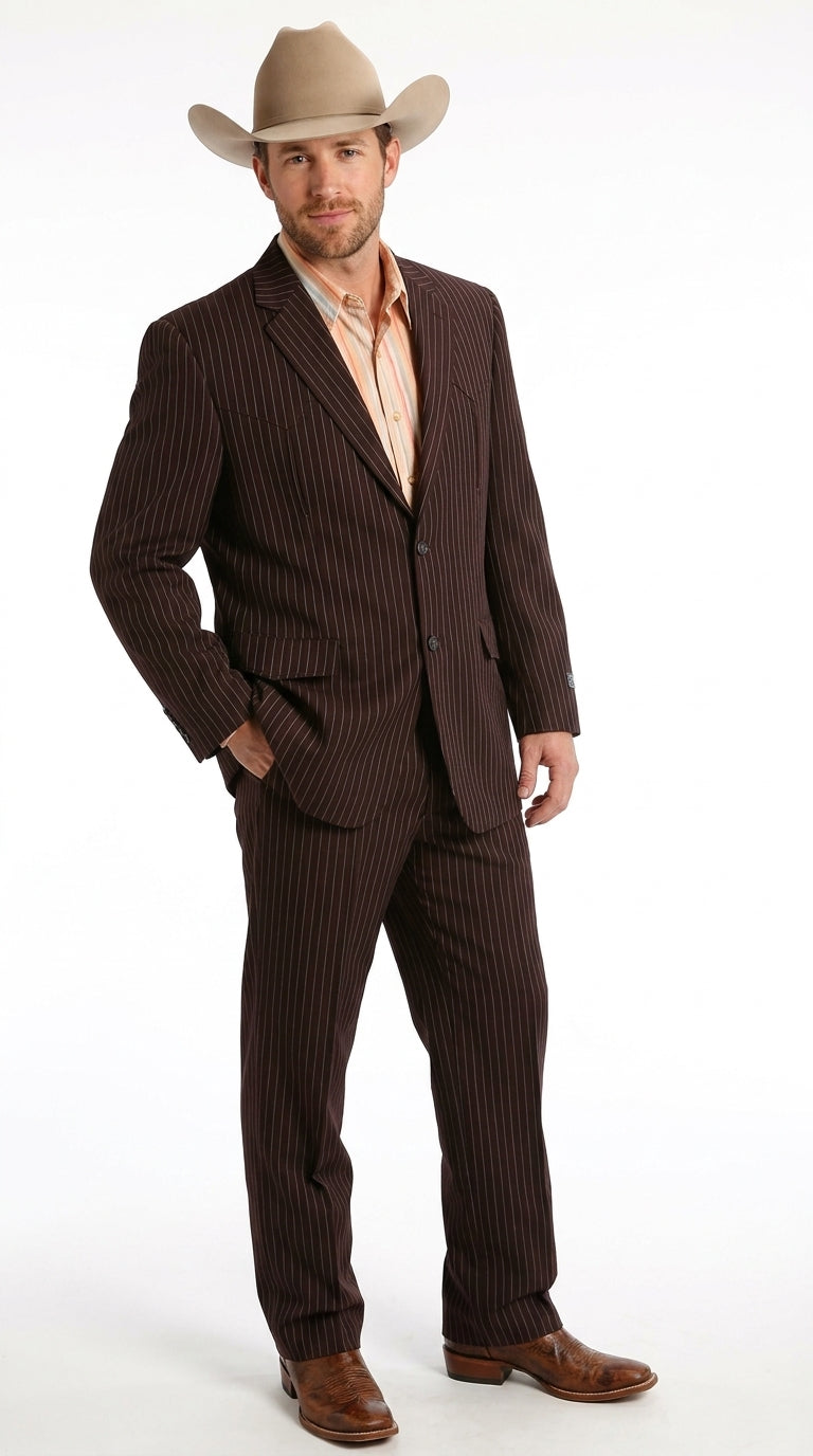 Men’s Pinstripe Western Suit – Classic Formal Blazer and Pant Set for Wedding, Traje Para Hombre Cowboy Style